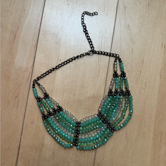 Green and Brass Beaded Necklace - Picture 1 of 1